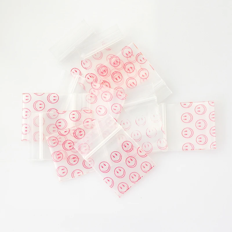 3 5x5 см 0 2 мм толщина маленький Ziplock красная улыбка лицо печати прозрачный