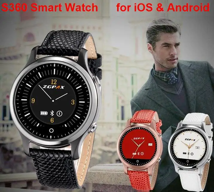 Smart bluetooth WATCH S360 Noble sync watch touch Screen waterproof Genuine Leather Strip mate for iOS and Android phone | Электроника