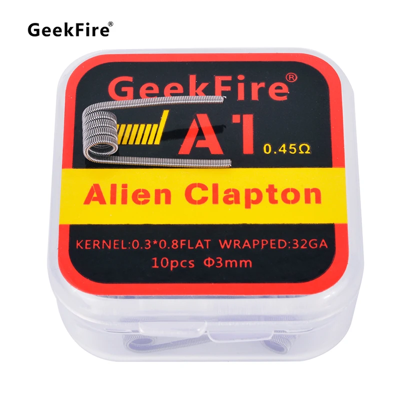 10 шт. GeekFire готовые катушки A1 Clapton с сопротивлением Alien Quad смешанные витой