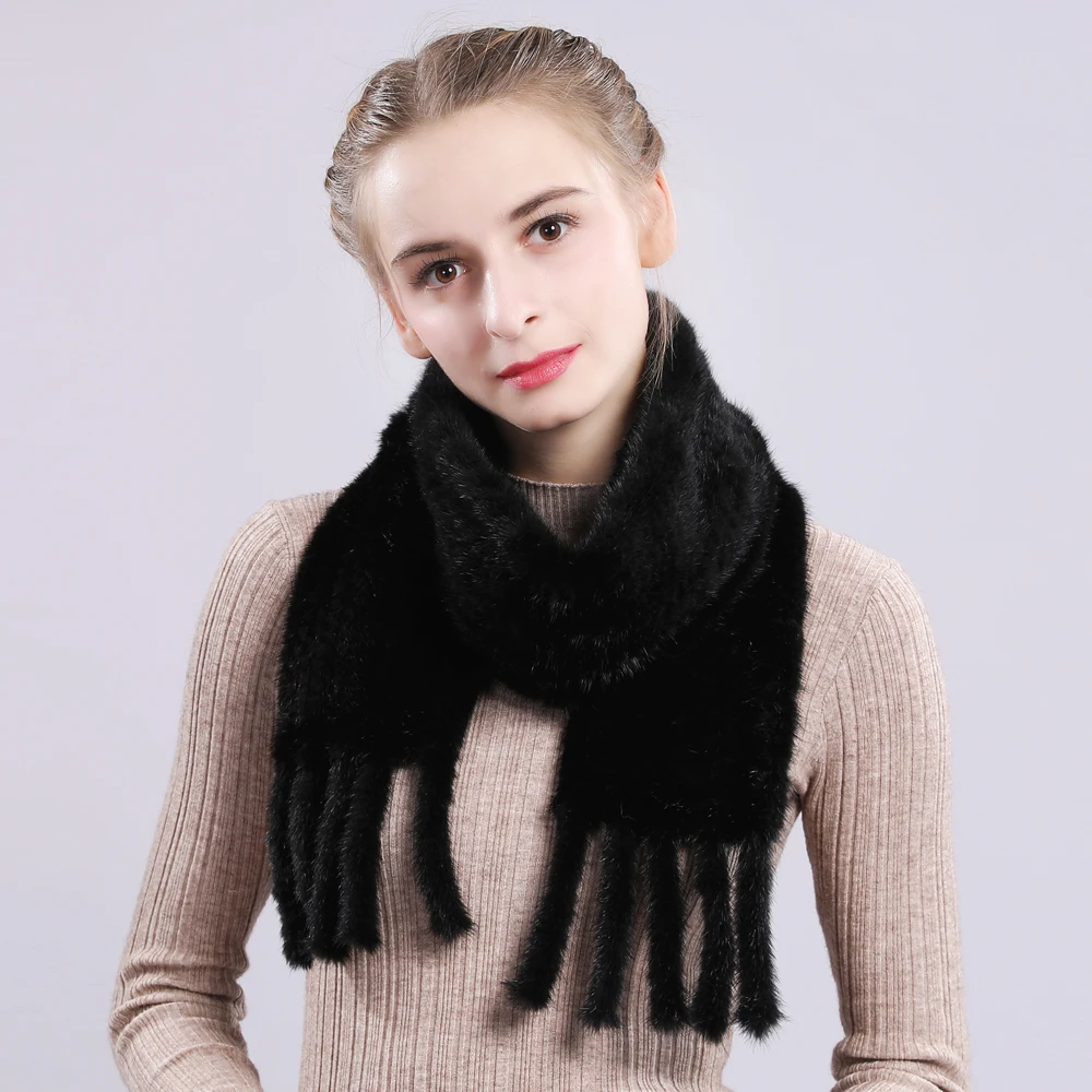 2020 натуральный мех норки кольцо женские зимние шарфы из натурального меха шарф