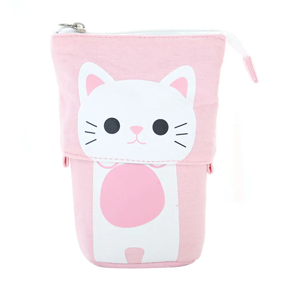 Pink Канцелярский чехол для карандашей милый подарок школьная коробка для ручек Девочки Мальчики на молнии выдвижной держатель многофункциональный#0109 - Цвет: Pink