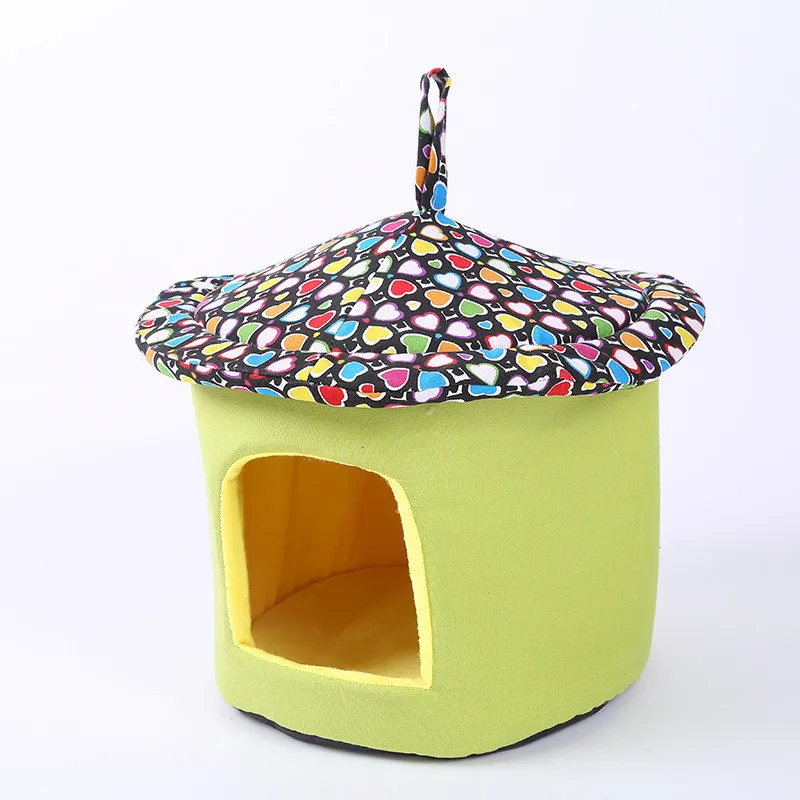 Модный Круглый домик для питомца Конура плюшевого домея холщовая милая кошечка