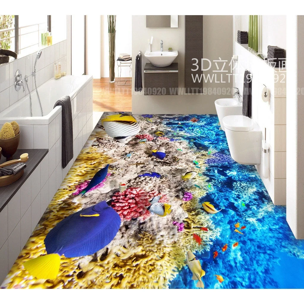 Настенный стикер для пола под водой 3D стереоскопический пол s Lotusf напольное
