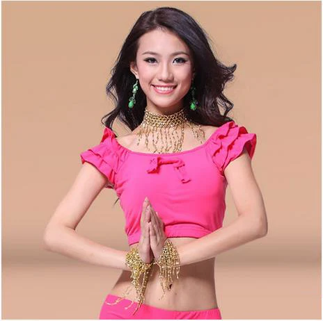 Новое поступление хлопковый топ для танца живота с кристаллами топы короткими