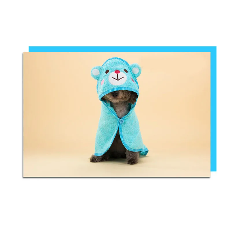 Blue Полотенце для домашних животных мультяшный щенок банное полотенце собака кошка чистящие одеяла Сильный впитывающий халат весна лето банные принадлежности товары для домашних животных - Цвет: Blue