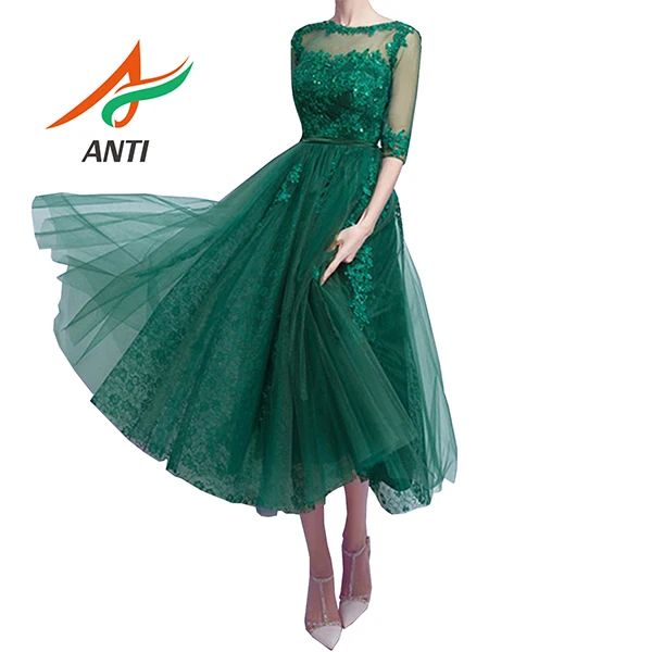 Dark Green color Винтажное темно-зеленое коктейльное платье с рукавом средней длины, вечерние платья с открытой спиной - Цвет: Dark Green color