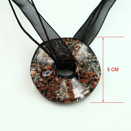 

round glitter foil millefiori murano lampwork glass venetian necklaces pendants Handmade jewelry pendants