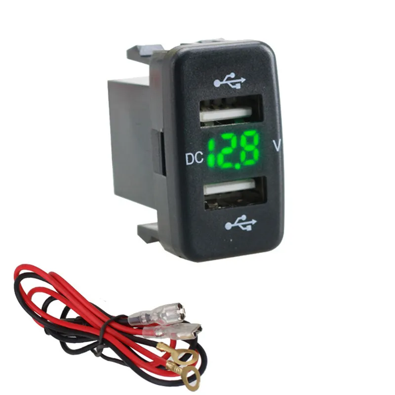 green SOONHUA универсальное автомобильное зарядное устройство 12 в 24 В 4.2A с двумя usb-портами, автомобильный адаптер, вольтметр, розетка питания для мобильного телефона, планшета, gps - Цвет: green