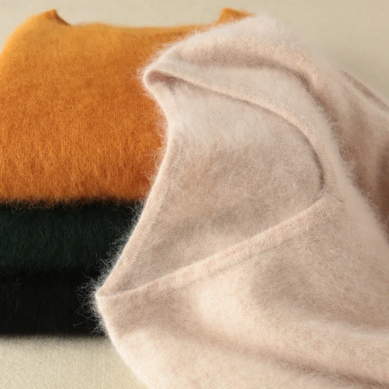 2018 V collar Mink sweater women's marten velvet female thickening Pullover short design cashmere | Женская одежда