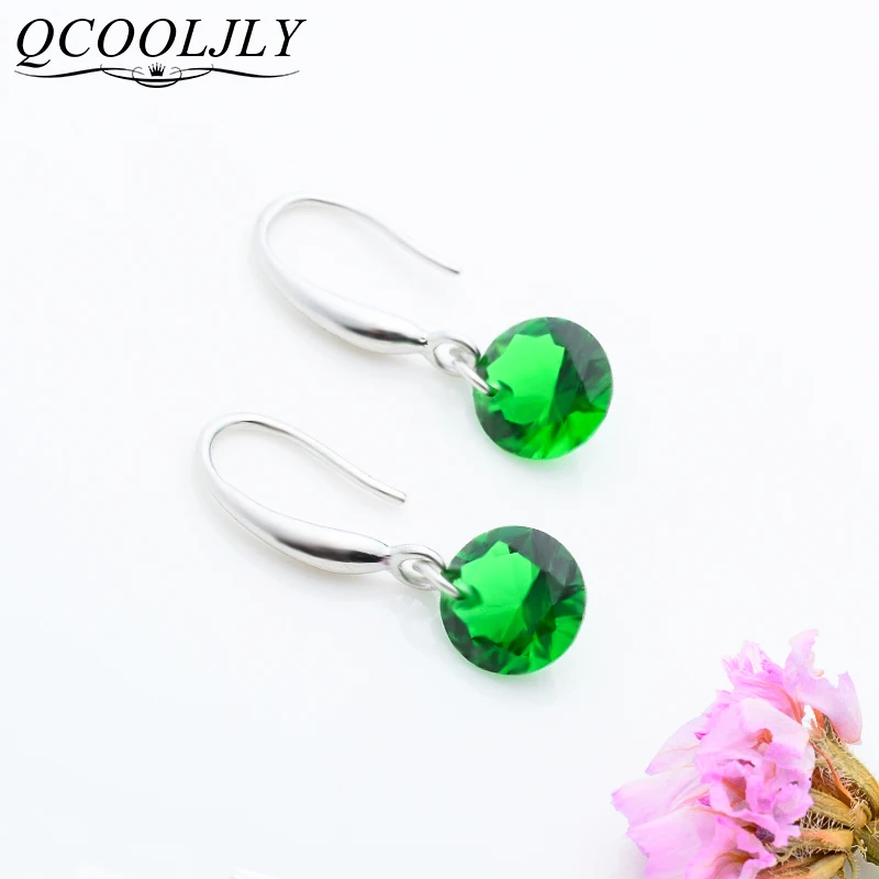 QCOOLJLY модные серебряные серьги для женщин австрийский хрусталь Топ AAA кубический