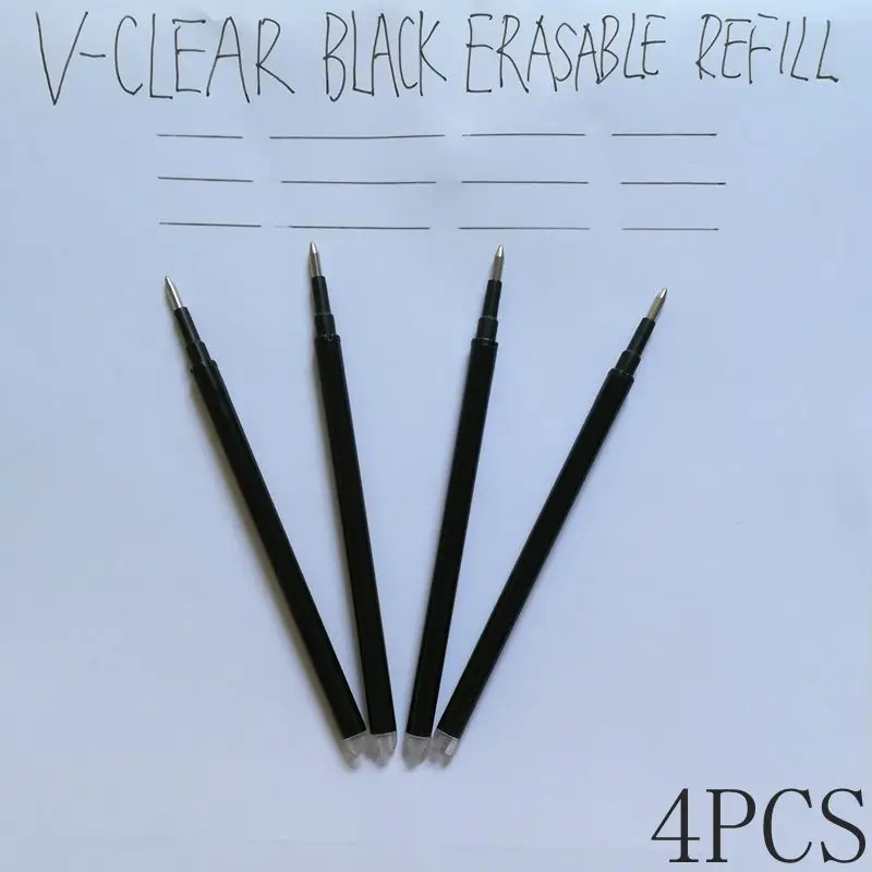 VCLEAR 0,7 мм 4 шт Kawaii ручка фрикционный стирающийся гелевая ручка Легко протирается от тепла Frixion стираемые чернила ручка, канцелярские принадлежности для офиса - Цвет: 4 pcs Black Refill