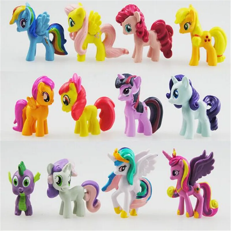 12pcs/set Unicorn+Rainbow Dash horse model Action Figure toys Earth For Children Christmas Gift | Игрушки и хобби