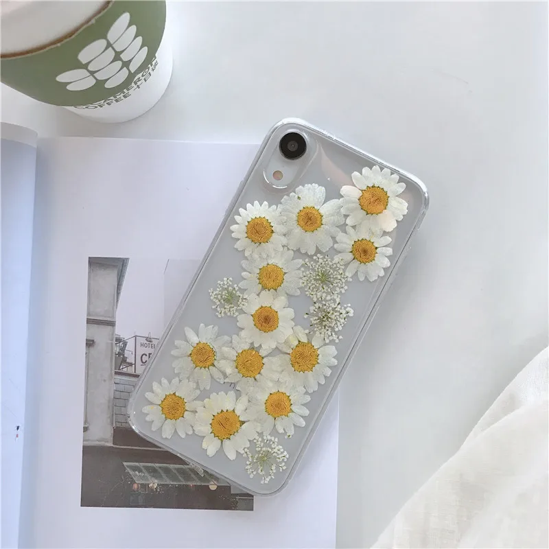 Эпоксидный чехол для гербарий хризантемы, чехол для телефона iphone 6 6 S 8 7 X Plus XR XS, максимальный чехол, стильный прозрачный мягкий чехол из ТПУ - Цвет: 1
