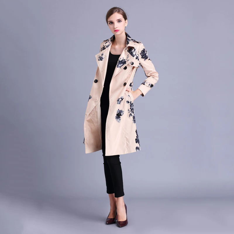 2020 Новинка весна и осень женский роскошный х-длинный Тренч пальто с отворотом