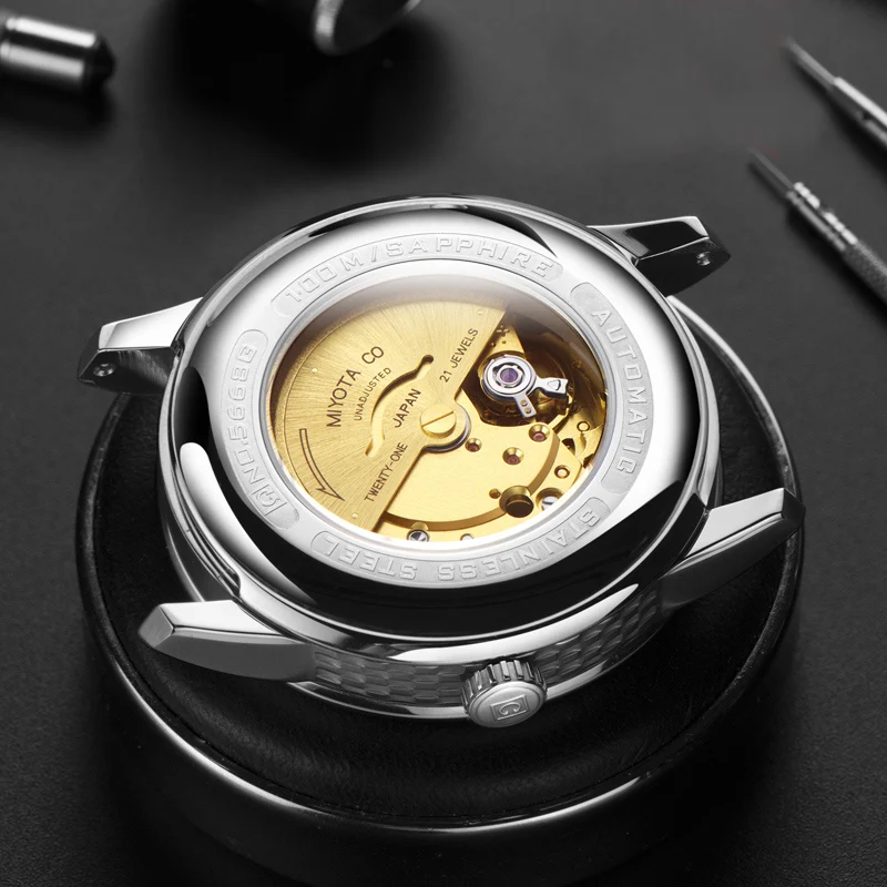 

Top mechanical movement Men Watch Luxury Watches 3ATM Waterproof Clock Automatic Self-Wind Wristwatch Stainless Steel Relogio