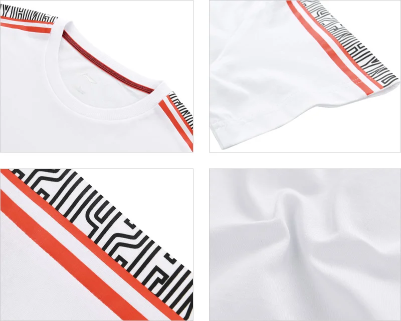 Li-Ning, мужские трендовые футболки, хлопок, обычная посадка, дышащие, короткий рукав, подкладка, удобные спортивные футболки, топы AHSN523 MTS2902