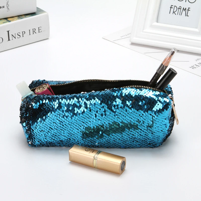 Модные косметички двухцветная Сумочка с блестками косметичка сумочка для