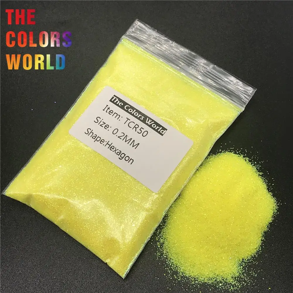 TCR50 переливчатая Радуга лимонного желтого цвета Шестигранная форма блеск для