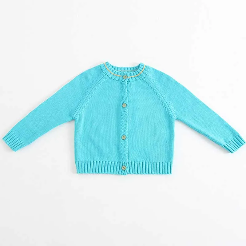 B83T07 Blue Брендовый кардиган для маленьких девочек, детская одежда, Осенние вязаные хлопковые пальто для малышей, милая верхняя одежда для новорожденных - Цвет: B83T07 Blue