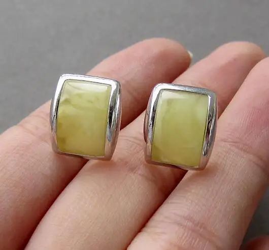 honey amber Yowei 3 цвета янтарные серьги для подарка шикарные OL простые Стильные серьги-гвоздики для женщин натуральный янтарь ювелирные изделия naturais kehribar - Цвет камня: honey amber