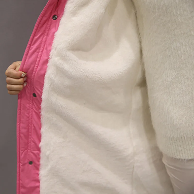 

AKSLXDMMD Parkas Mujer Thick Warm Overcoat 2019 New Women Jacket Winter Fashion Fur Collar Hooded Long Coats Female LH1092