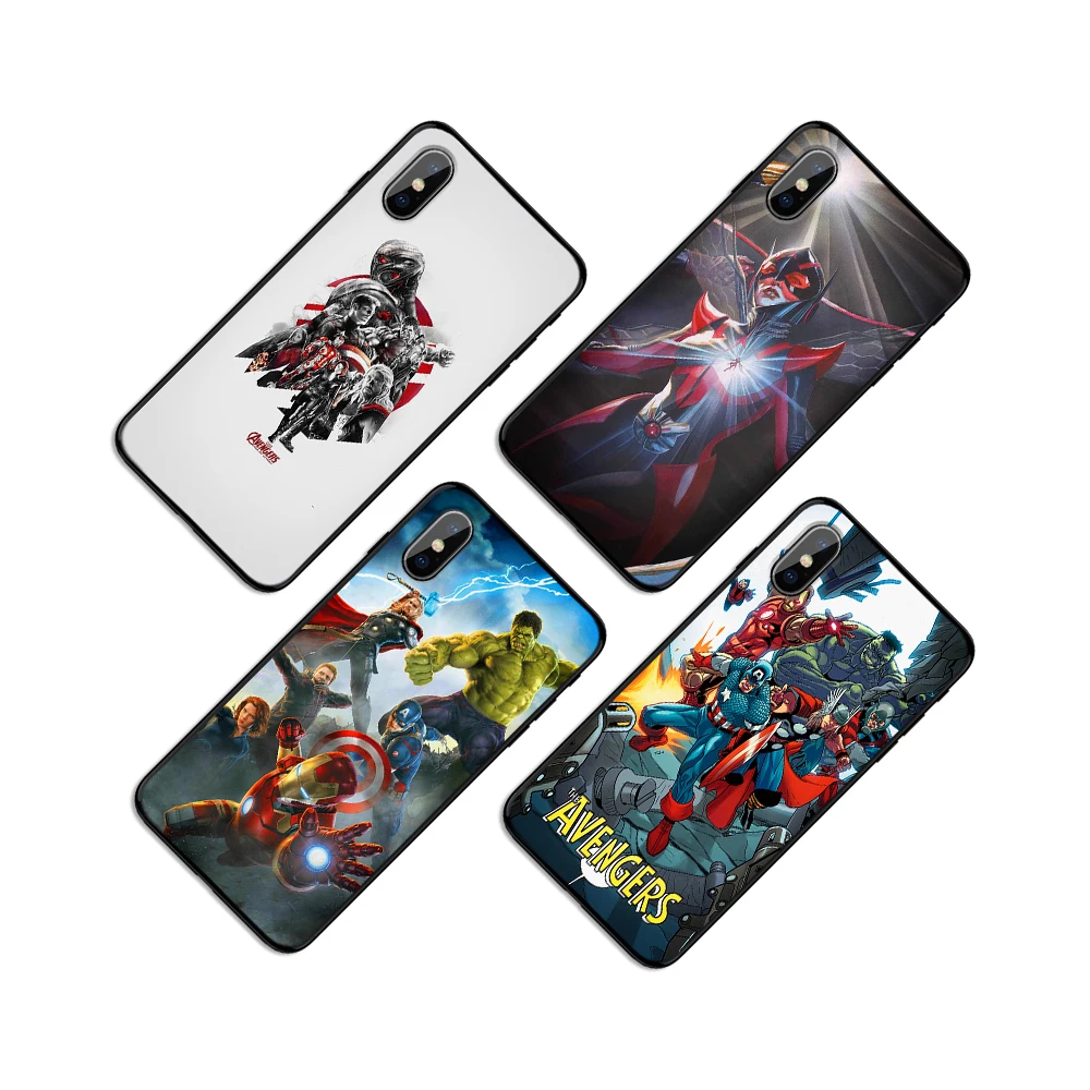 Marvel Avengers Heros мягкая термополиуретановая крышка-чехол для Apple iPhone 6 6S 7 8 Plus 5 5S SE X XS MAX