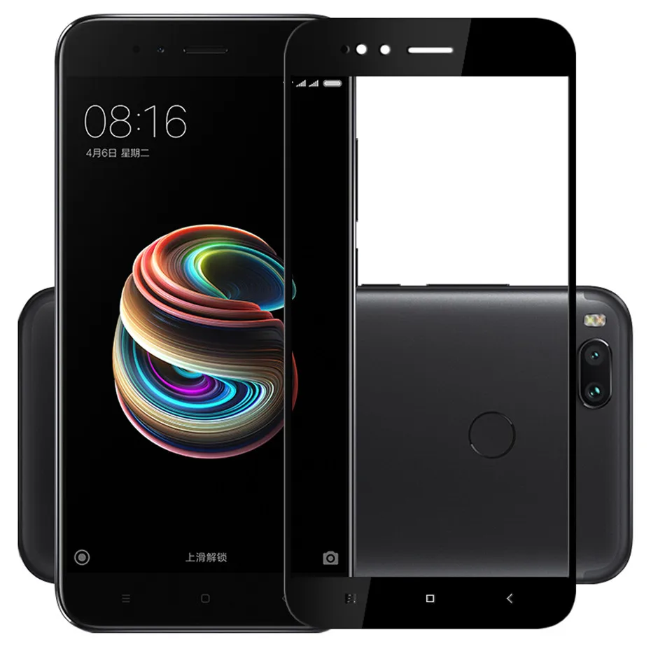 Black Защита экрана для Xiaomi mi A1 mi a1 стекло 9h полное покрытие закаленное стекло на xio mi 5x mi A1 5," Защитная стеклянная пленка - Цвет: Black