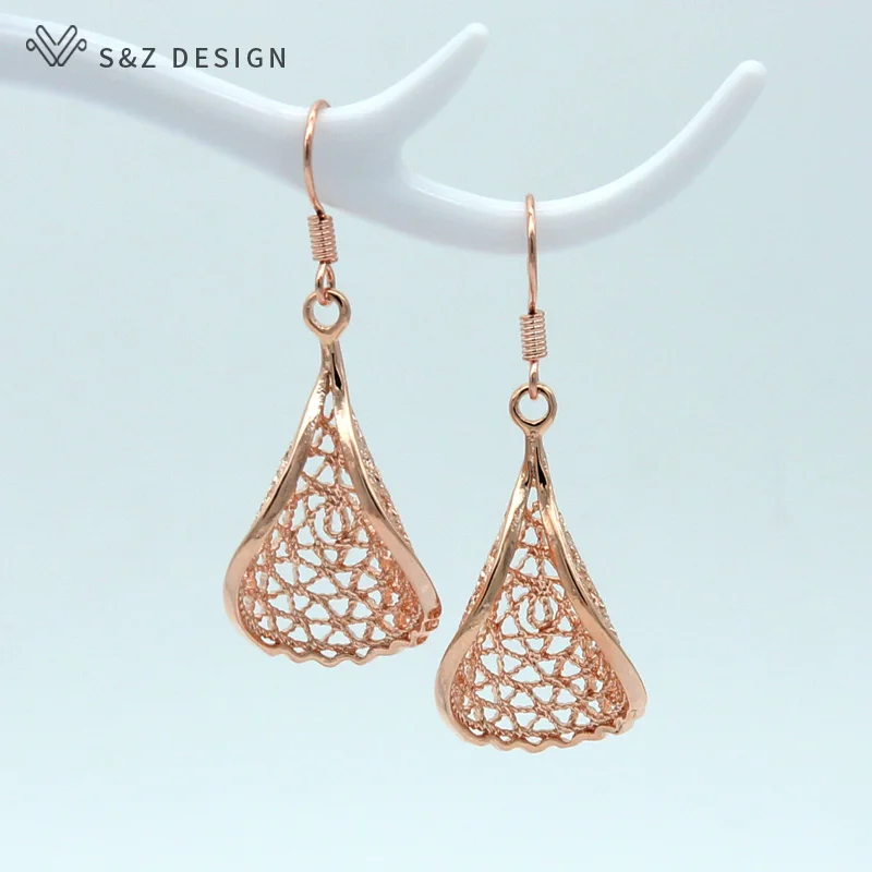 Женские Богемские серьги-подвески S &amp Z с изогнутыми полыми стразами из розового