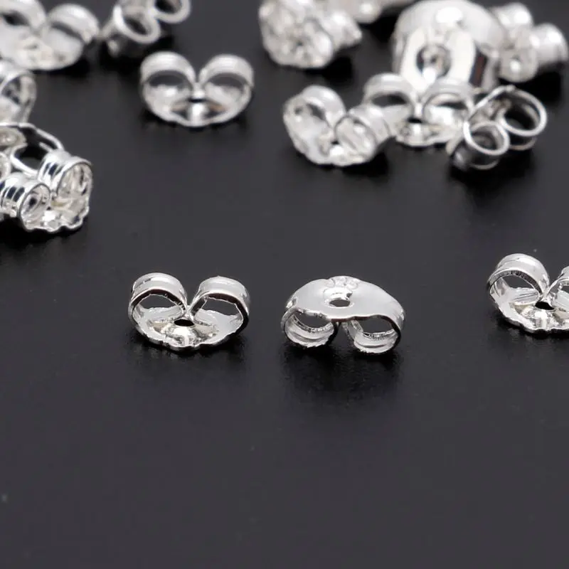 50Pcs S925 Silver Plated Butterfly Clutches Earrings Back Secure Jewelry Finding | Серьги