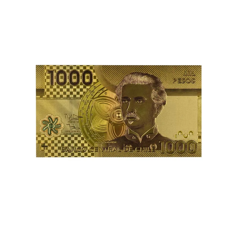 Продукт Золотая банкнота 24 k позолоченные бумажные деньги Горячая 1000 Чили валюта банкнота поддельные деньги счета