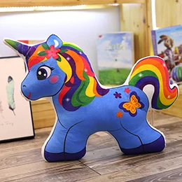 length 60cm blue Модная плюшевая подушка с изображением единорога из мультфильма, Радужная, летающая лошадь, пони, анимированная мягкая подушка для дивана, стула, детской кроватки, декоративная подушка - Цвет: length 60cm blue