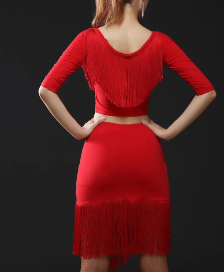 Платье для латинских танцев новинка 2016 с бахромой соревнований взрослых женщин