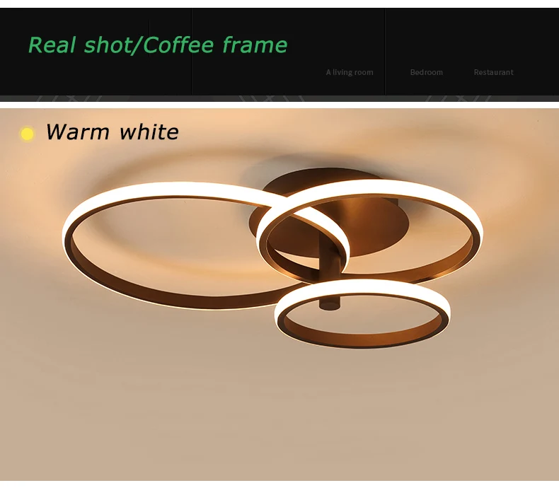 Современная светодиодная люстра coffee& White Cricle для дома, гостиной, спальни, столовой, Потолочная люстра, люстры