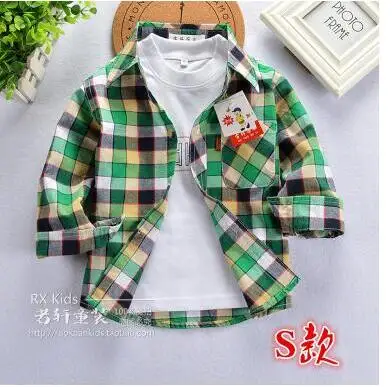Baby Boy Cotton Long Sleeve Plaid Shirt SALE! Free Shipping Spring Autumn Full Single Button Turn-down Collar 11fg Classic |