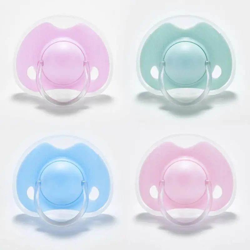 

Baby Silicone Pacifier Newborn Infant Baby Boys Girls Dummy Nipples Flat Round Head Soother JUN-24