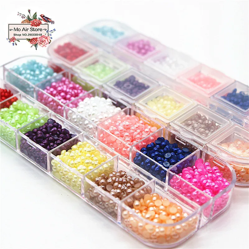 3000 шт./лот 3 мм Круглые разноцветные жемчужные полукруглые бусины с плоской