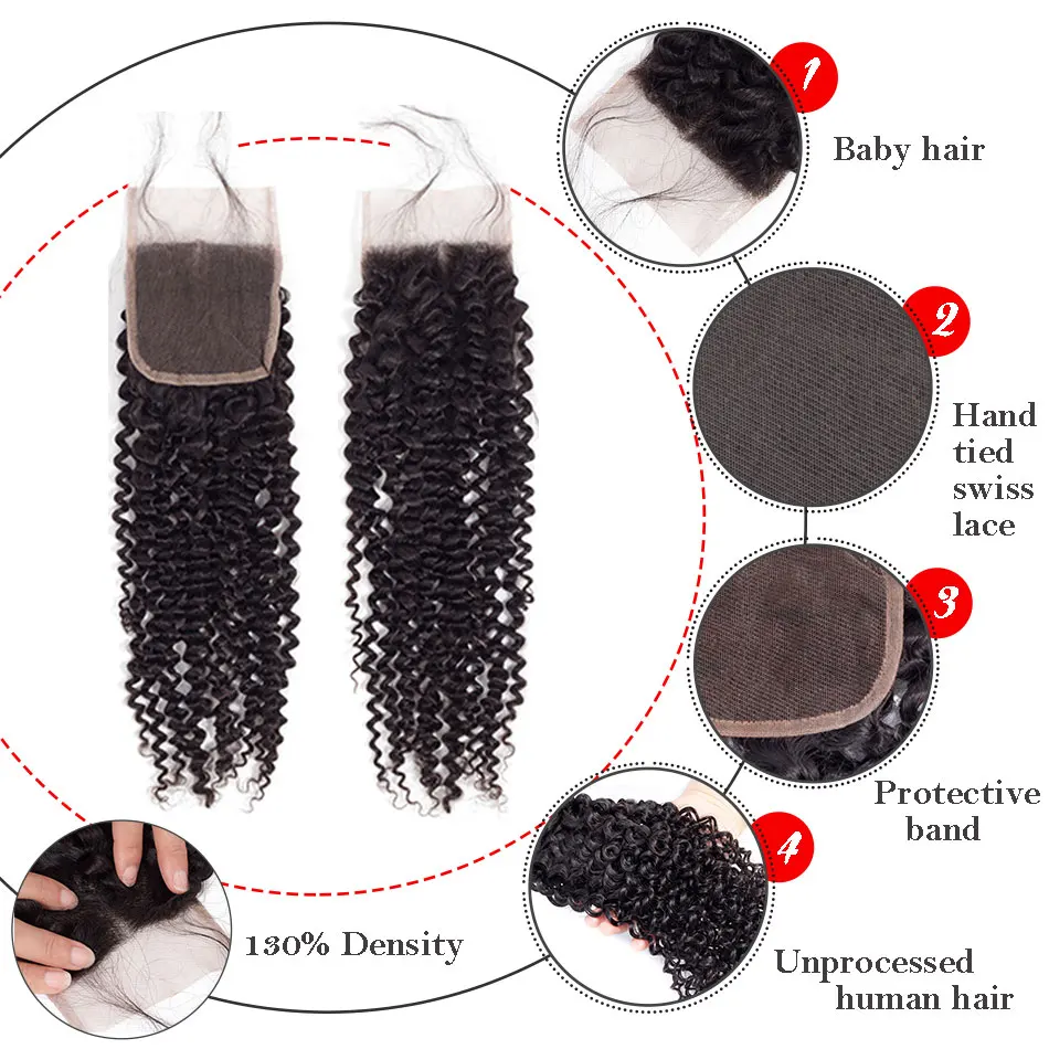 Мёбок перуанские волосы волнистые кудрявые 4*4 закрытие шнурка натуральный цвет