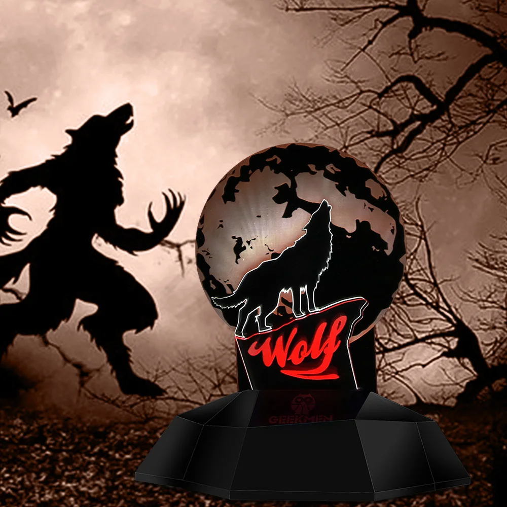 Светодиодный ночник Воющий волк объемная линейная лампа в виде цельной Луны для