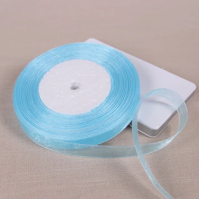 Шифоновая лента из органзы светло-голубого цвета украшение сделай сам для