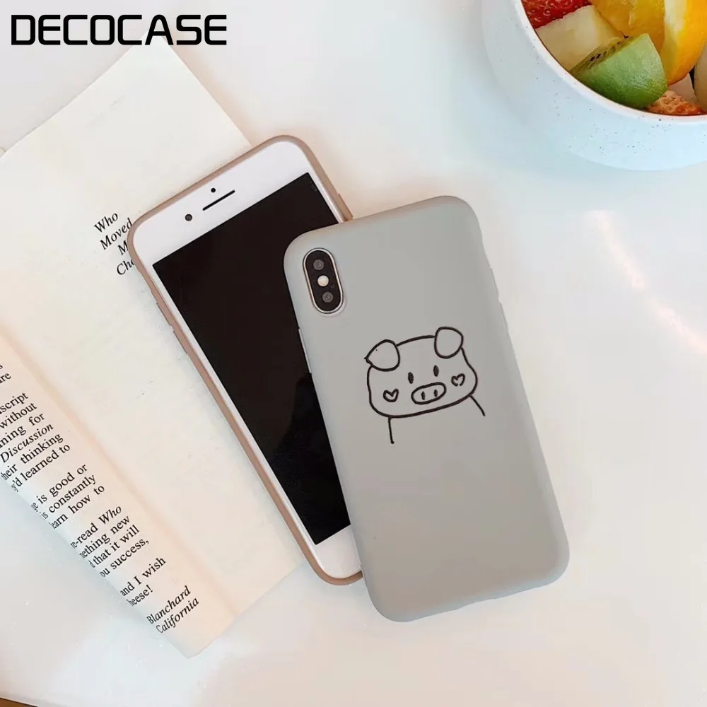 DECOCASE Симпатичные свиньи печать серый Шоколад Мягкие силиконовые для женщин и
