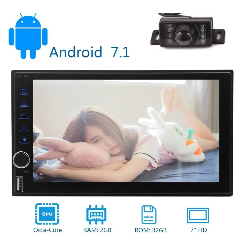 Восьмиядерный Android 7 1 автомобильный монитор 2 Din в тире радио gps Навигация стерео