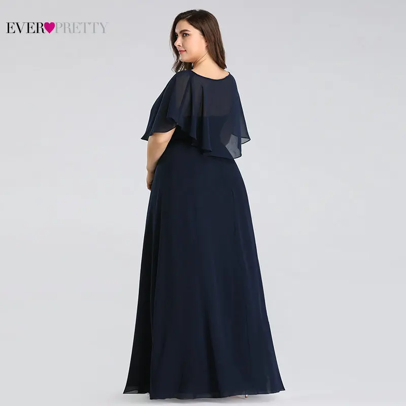 Платья для матери невесты размера плюс Ever Pretty EZ07762 дешевый темно-синий трапециевидный шифон Длинные элегантные вечерние платья