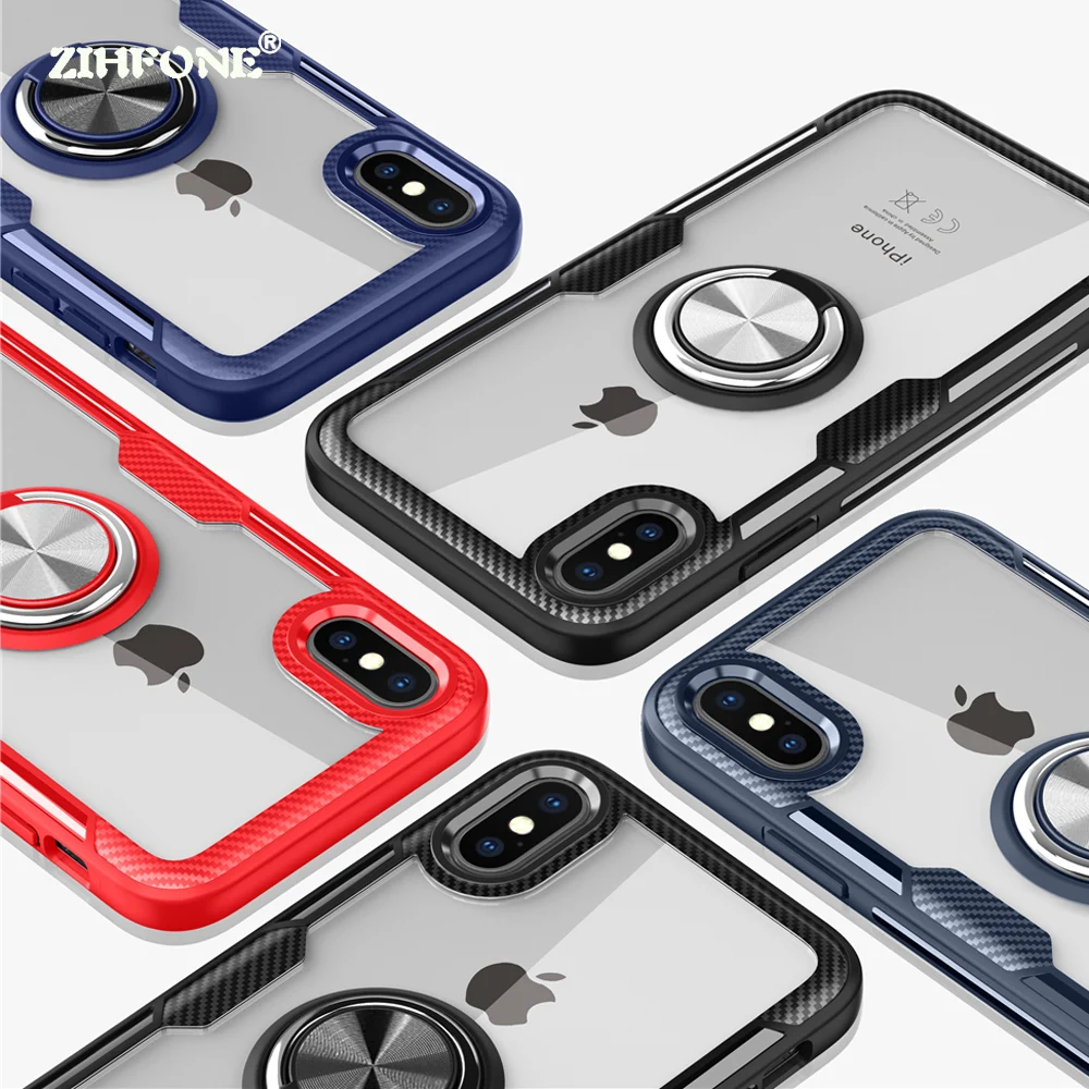 Роскошный прозрачный автомобильный держатель кольцо чехол для iPhone X XS телефонные