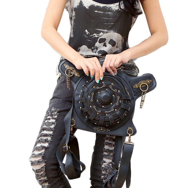 Рюкзак в стиле стимпанк сумки круглый плечо кляп Готический Поясная Сумка черный