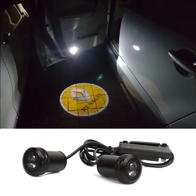 2x Автомобильный светодиодный светильник с логотипом двери для Renault duster megane 2 3 4 clio