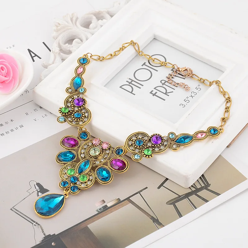 Statement Necklace Crystal Jewelry New Trendy 2018 Long Necklaces Pendants Vintage Gold Chain | Украшения и аксессуары