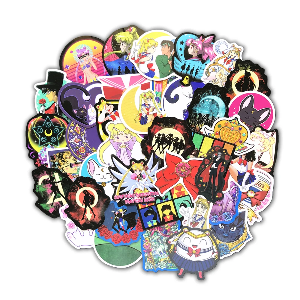 Классические наклейки в стиле аниме Sailor Moon 50 шт./компл. водонепроницаемые для