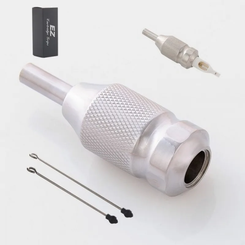 

EZ TAT2 Tattoo Grip 25mm Stainless Steel Cartridge Tattoo Grip for Needle Cartridge Needles with 2 Cartridge Needle Driver Bars