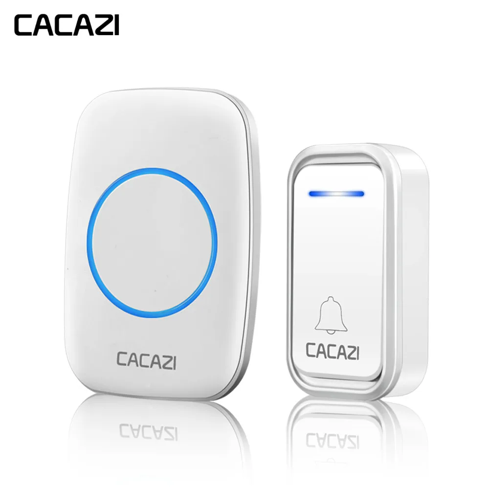 

CACAZI Waterproof Wireless Home Doorbell Smart Remote 300M LED Light Battery Button Calling Door Bell EU Plug 38 Chime 3 Volume