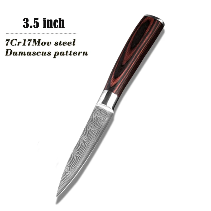 3.5 inch paring Кухонный нож поварские ножи 8 дюймов японский 7CR17 440C высокоуглеродистая Нержавеющая сталь шлифовальный лазерный узор нож для овощей Santoku - Цвет: 3.5 inch paring
